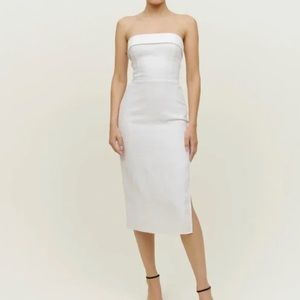 NWT REFORMATION MARCELLA WHITE LINEN MIDI DRESS SIZE 6 bridal shower rehearsal